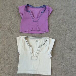 Urban Outfitters Purple and Cream Crop Tops